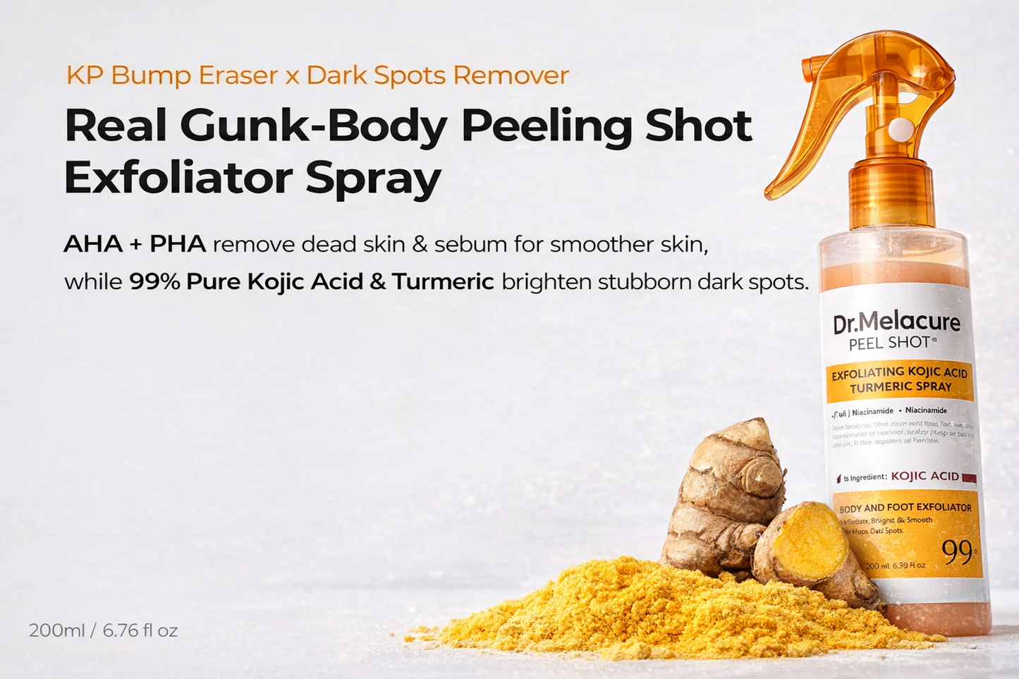 🔥 Dr. Melacure™ Peel Shot Spray – Instant Skin Brightening & Dark Spot Remover (Kojic Acid + Turmeric) ✨