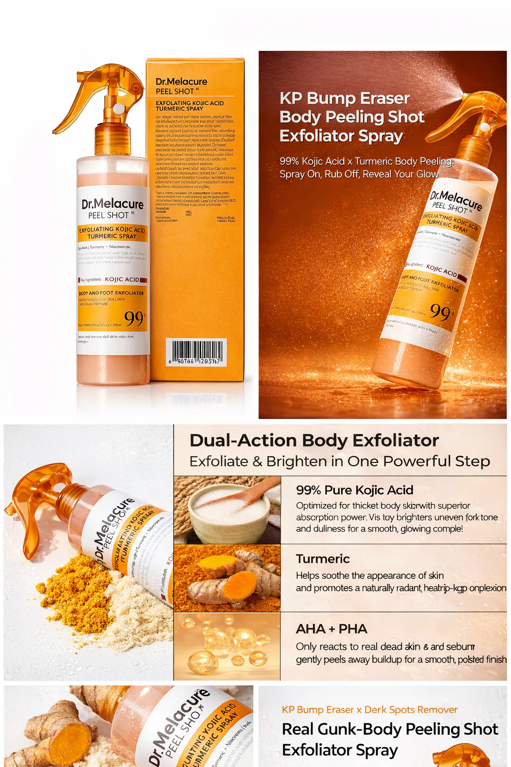 🔥 Dr. Melacure™ Peel Shot Spray – Instant Skin Brightening & Dark Spot Remover (Kojic Acid + Turmeric) ✨